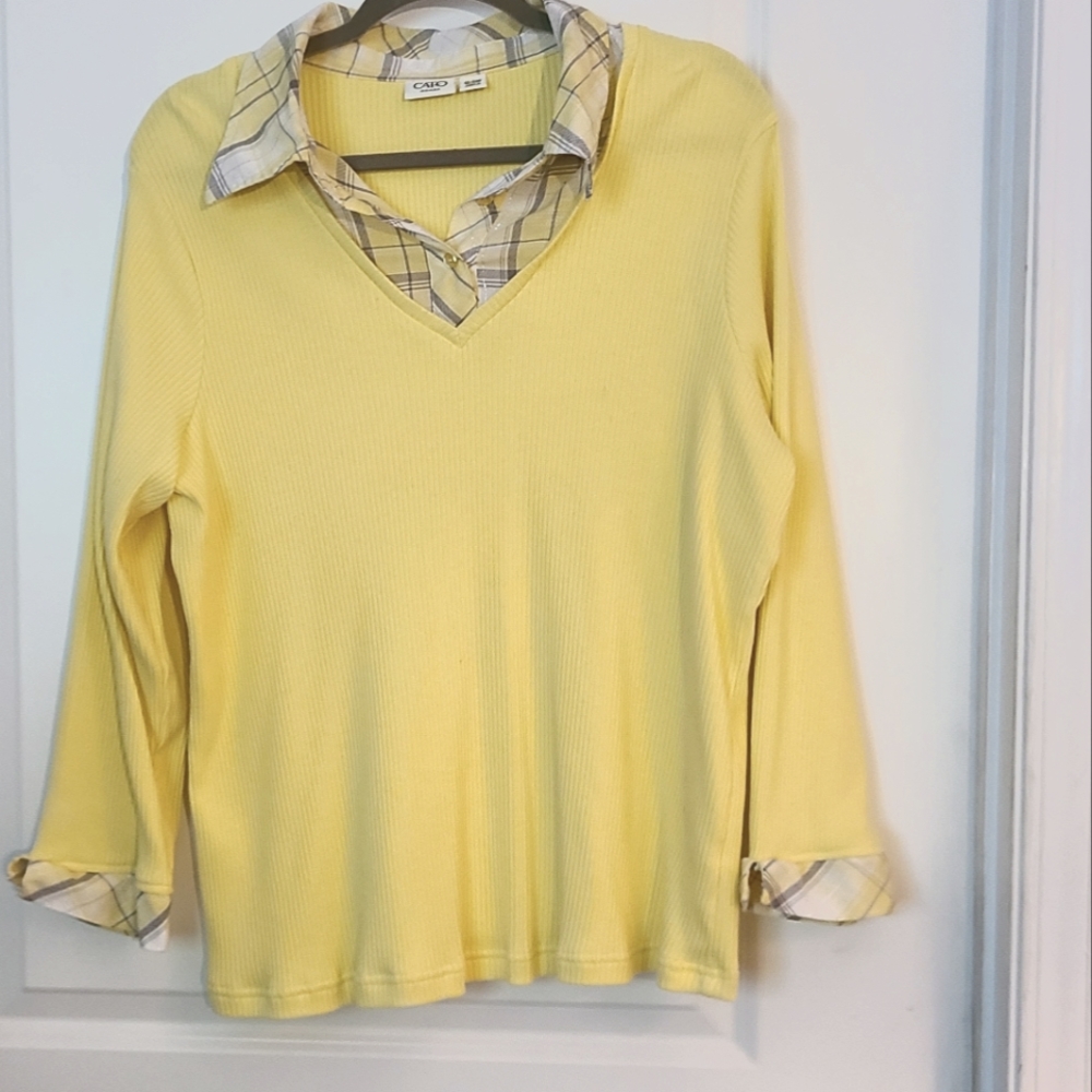 22/24w light yellow with plaid shirt